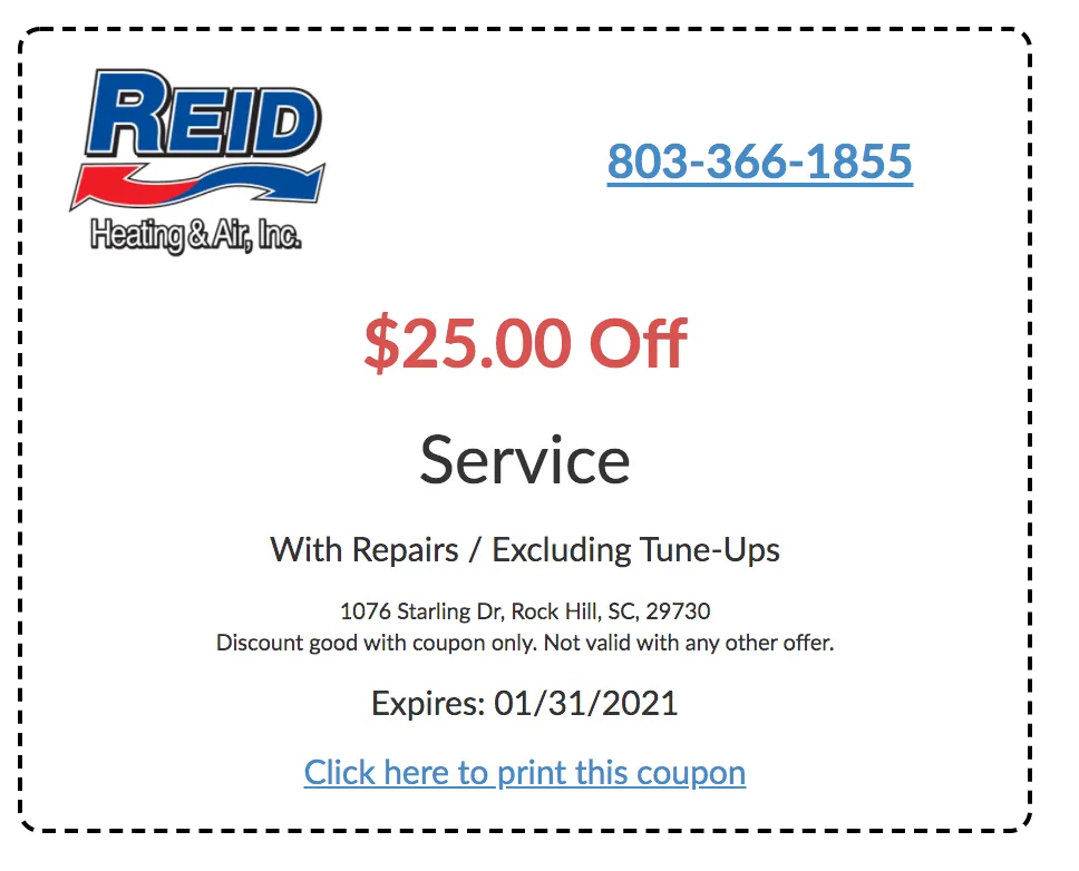 $ 25.00 off service with HVAC repairs
